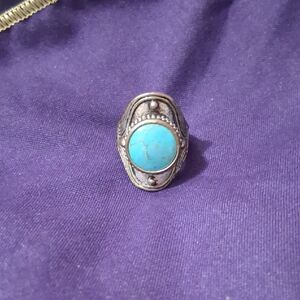 LUCKY BRAND Turquoise Silvertone Ring